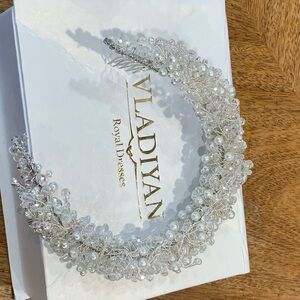 Vladiyan Royal dresses - pearls, crystal headband with two mini combs
